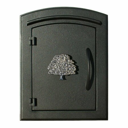 BOOK PUBLISHING CO 14 in. Manchester Non-Locking Column Mount Mailbox with Decorative Oak Tree Logo in Black GR2642786